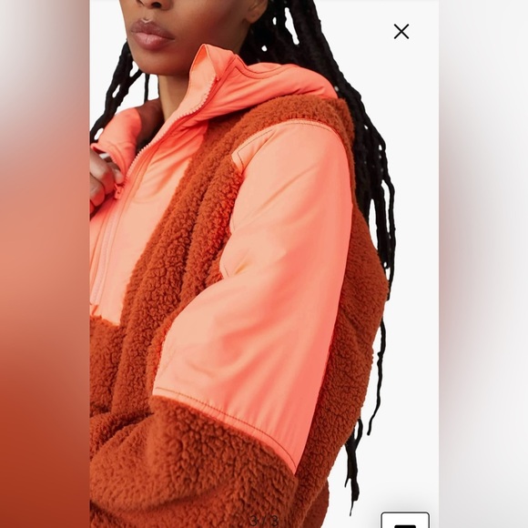 NWT Free People FP Movement Lead the Pack Fleece Neon Coral - Picture 2 of 12